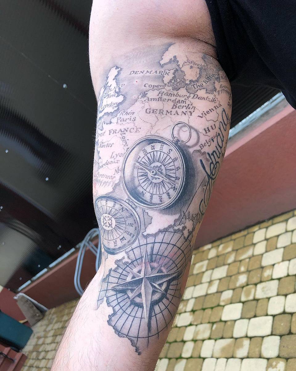 Compass and Vintage Map