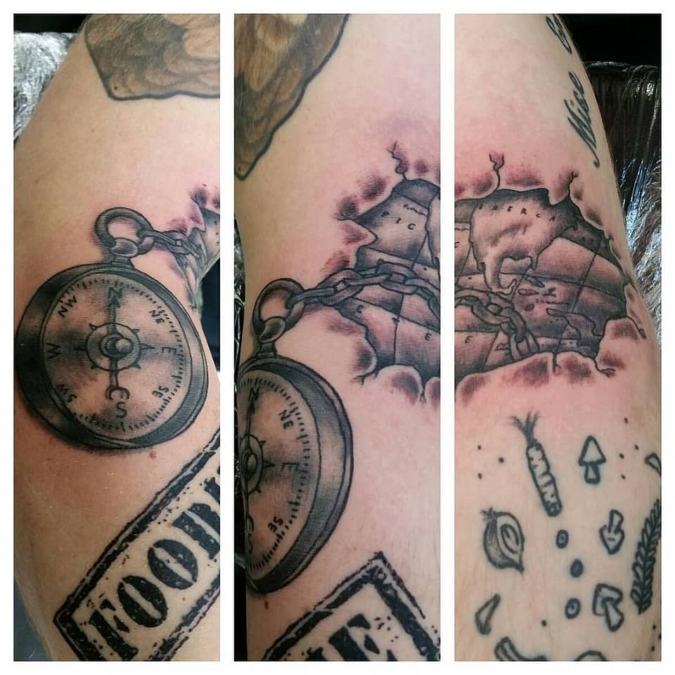 Compass and World Map Ripped Skin