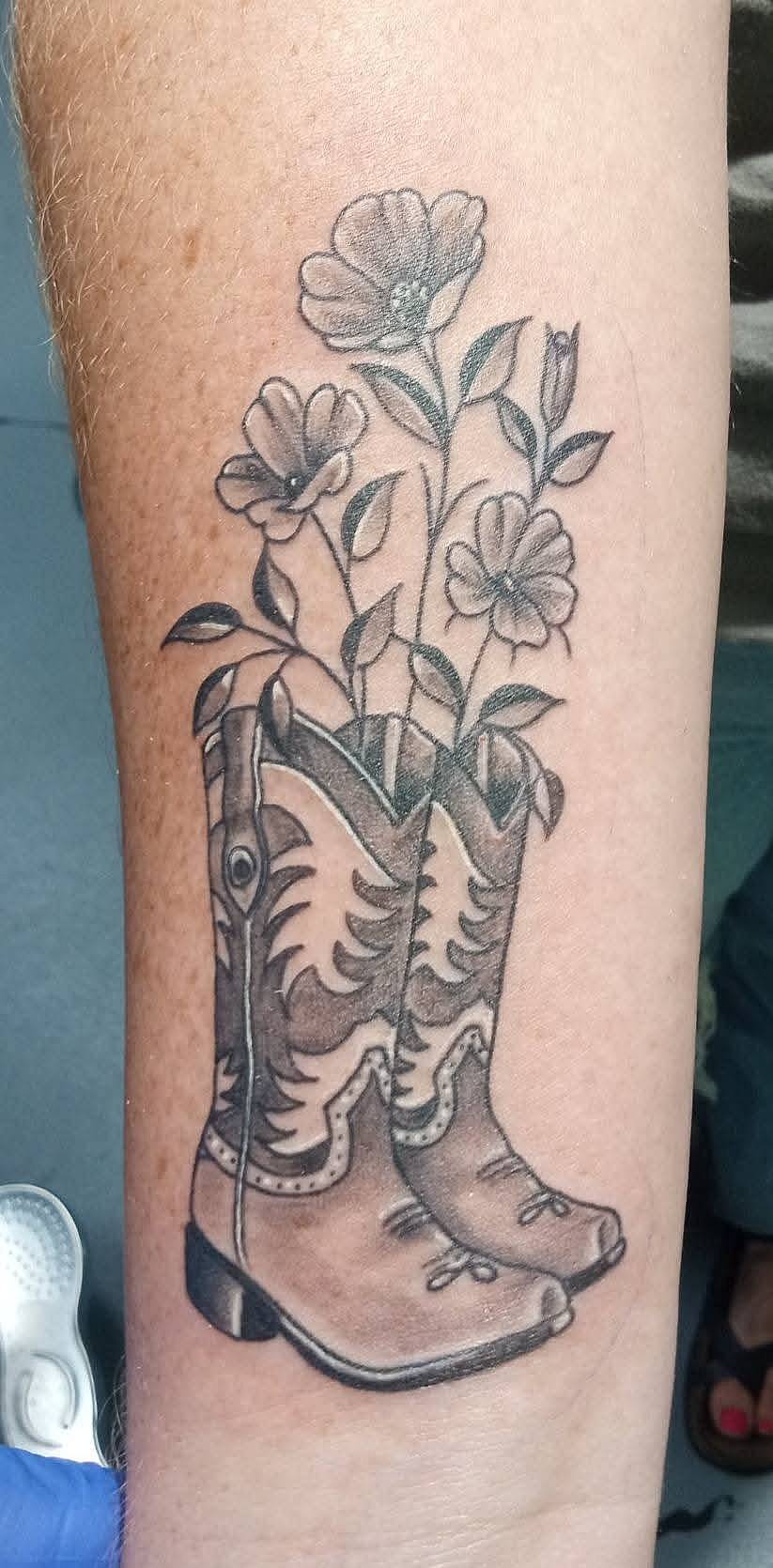 Cowboy Boots with Wildflowers
