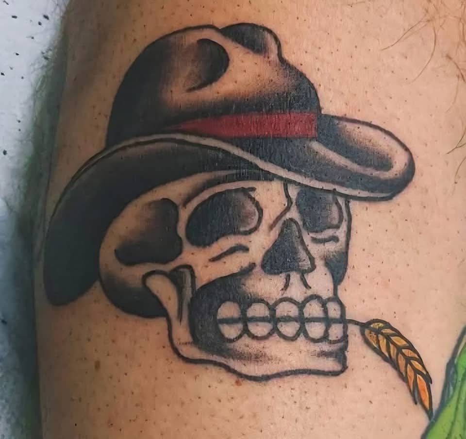 Cowboy Skull with Wheat