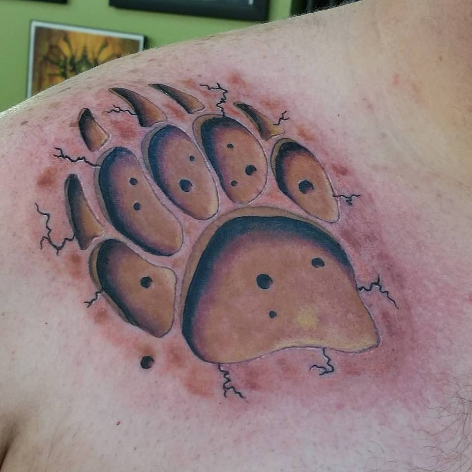Cracked Stone Bear Paw Print