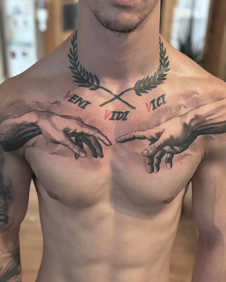 Creation Hands with Veni Vidi Vici and Laurel