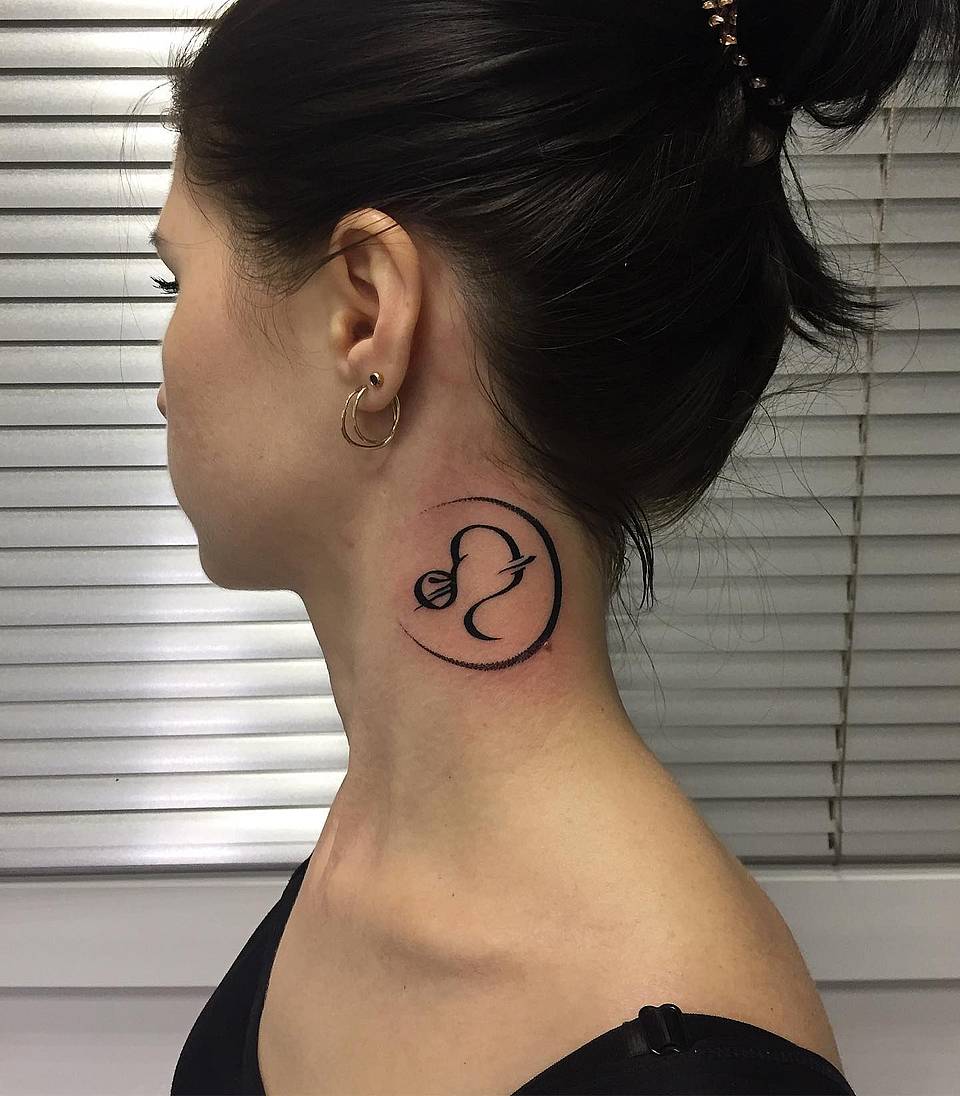 Crescent Dove Line Tattoo