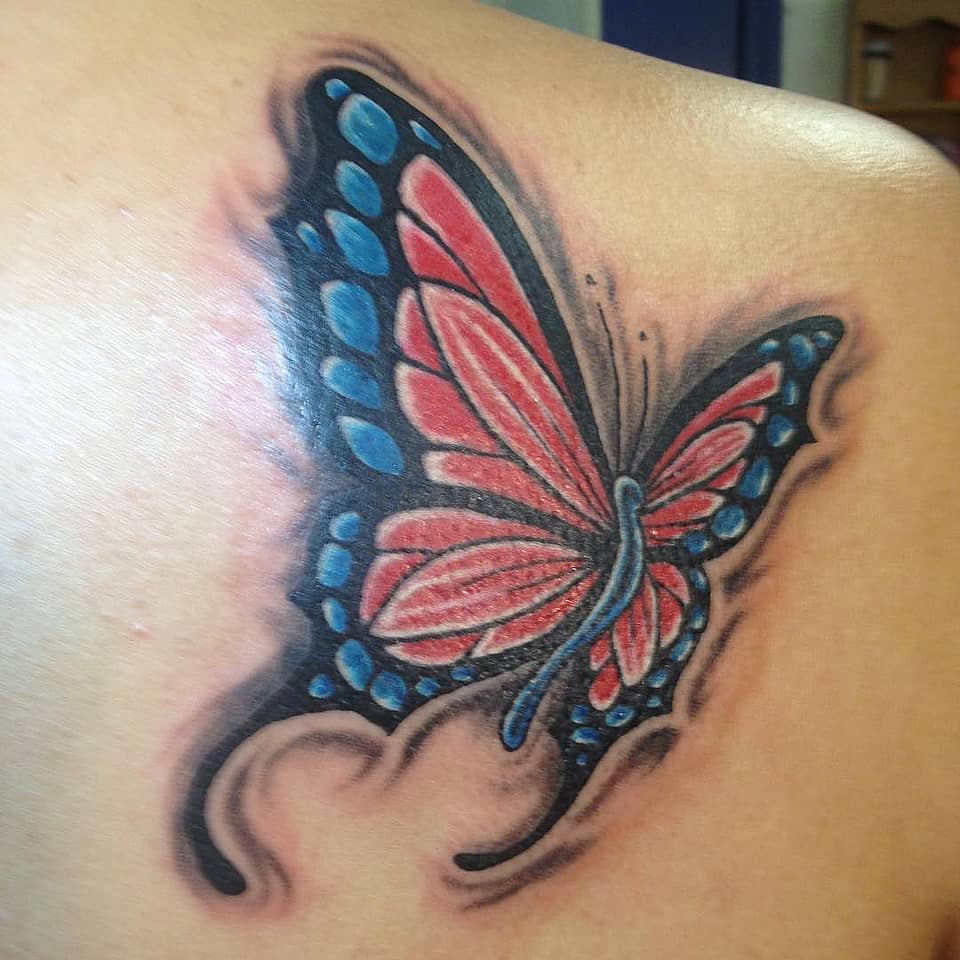 Crimson and Cyan Butterfly