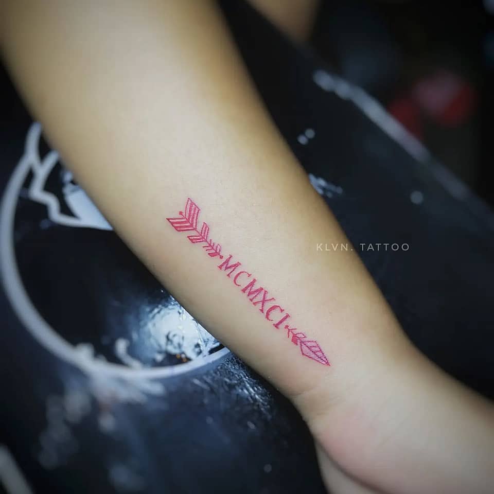 Crimson Arrow with Roman Numerals