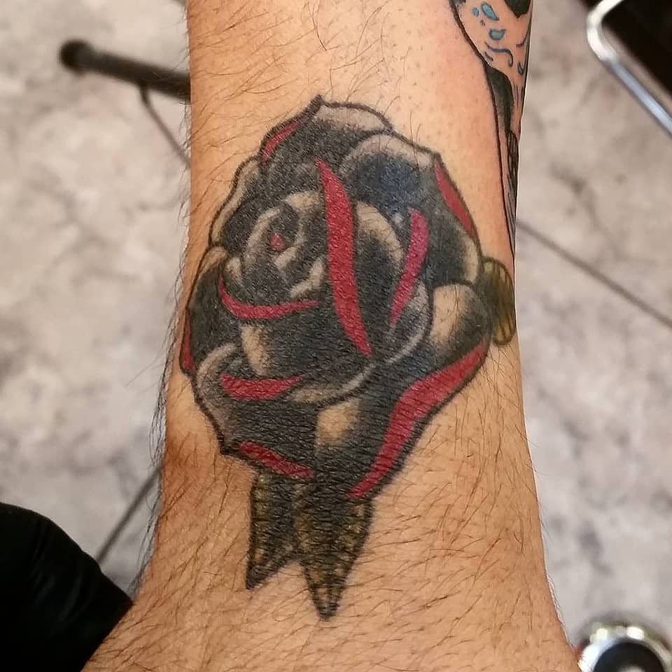 Crimson-Edged Black Rose