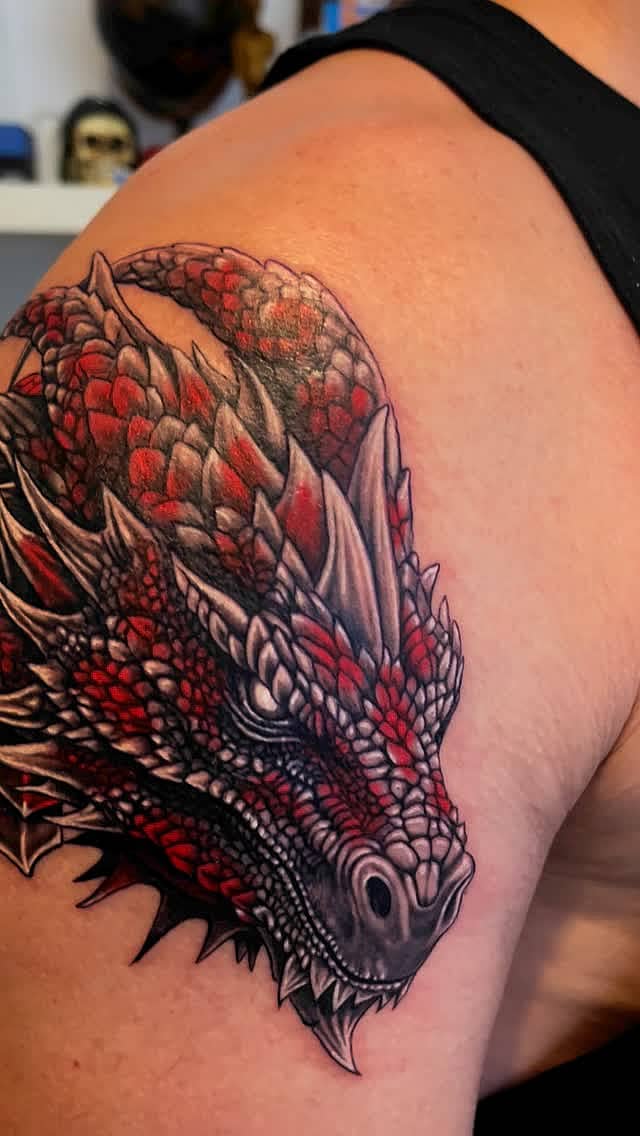 Crimson Scaled Dragon Head