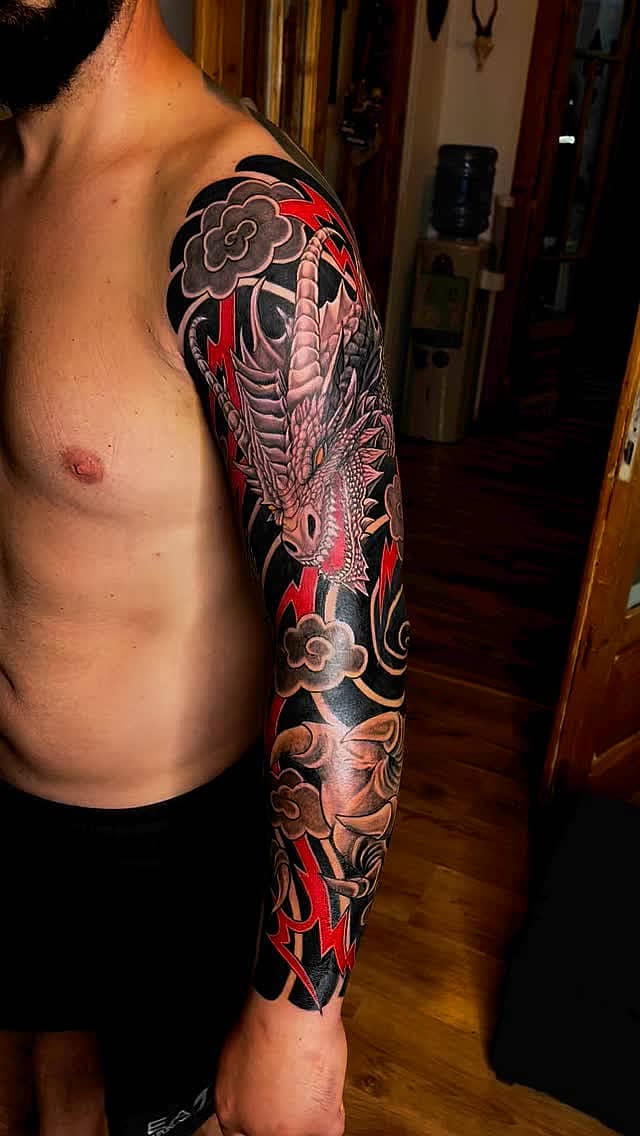 Crimson Storm Dragon Sleeve