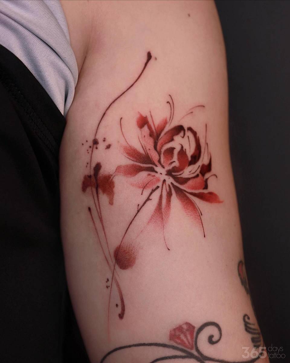 Crimson Watercolor Bloom