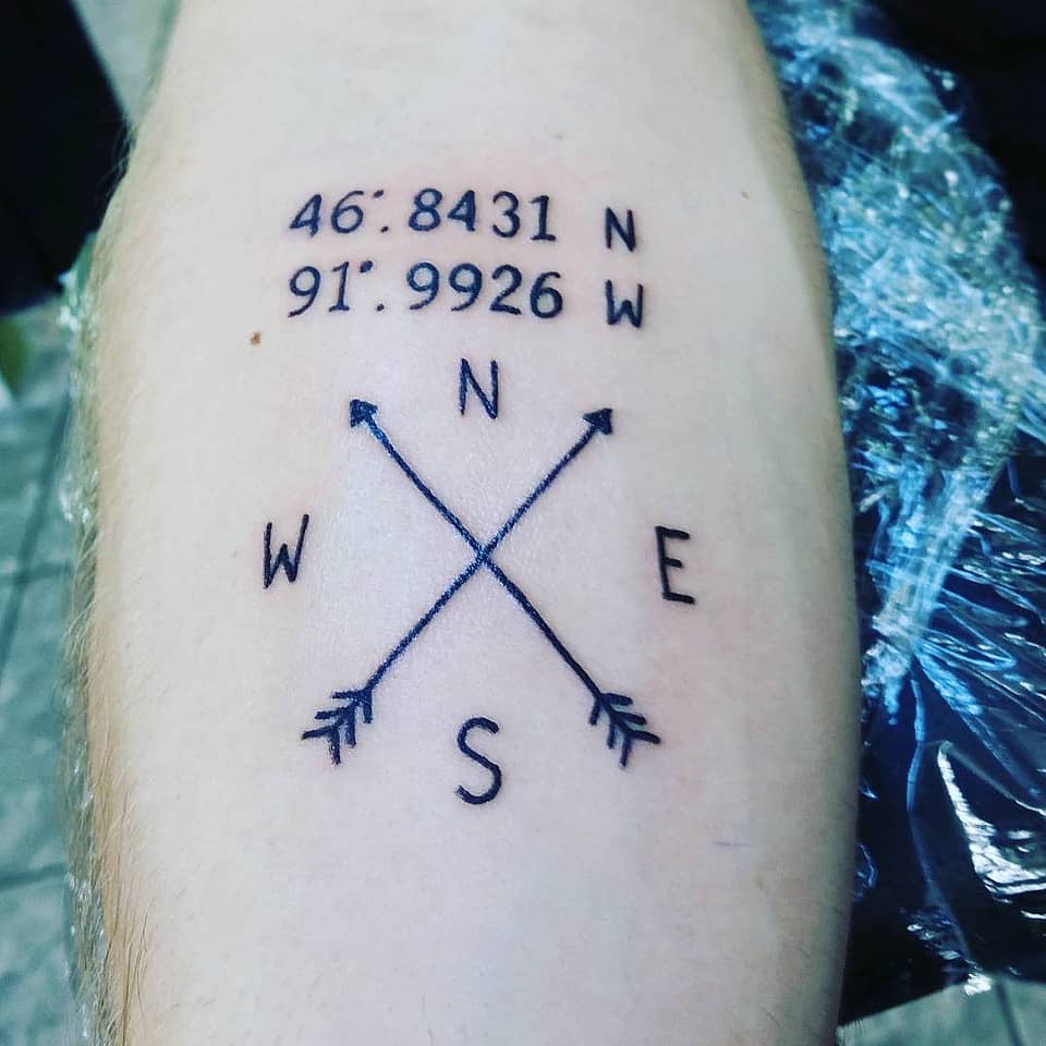Crossed Arrows Compass with Coordinates