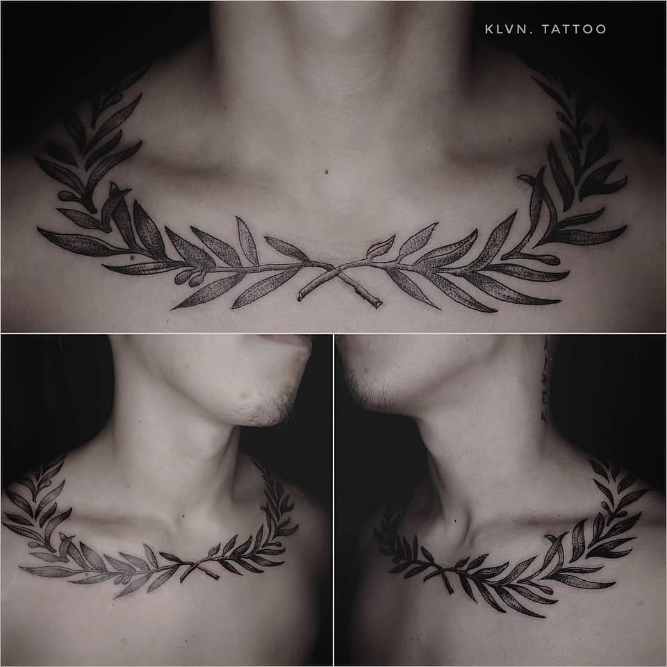 Crossed Laurel Collarbone Wreath