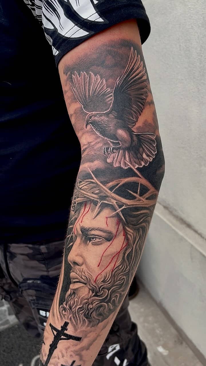 Crowned Christ with Dove