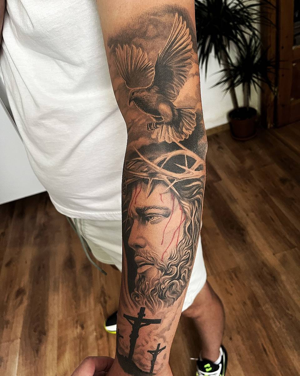 Crowned Christ with Dove