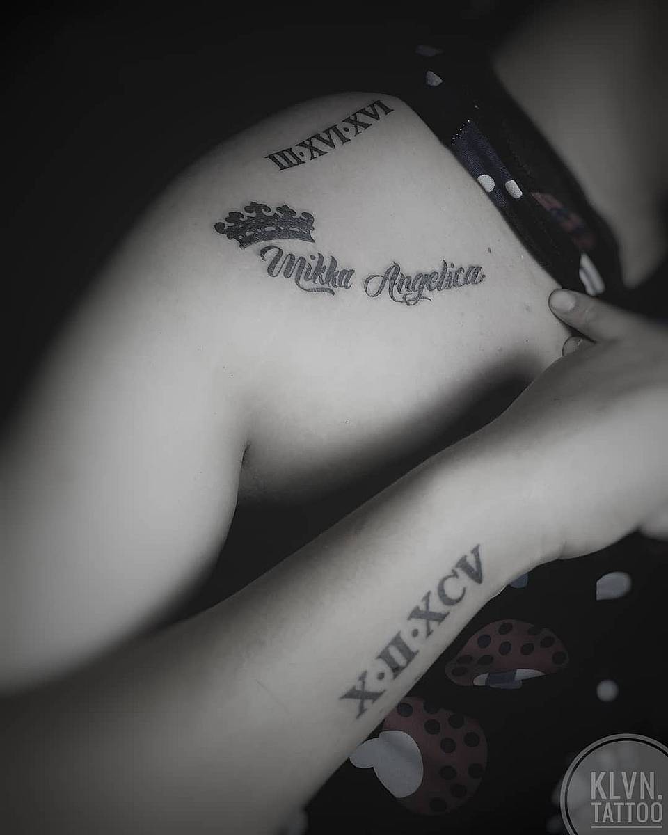Crowned Name with Roman Numerals