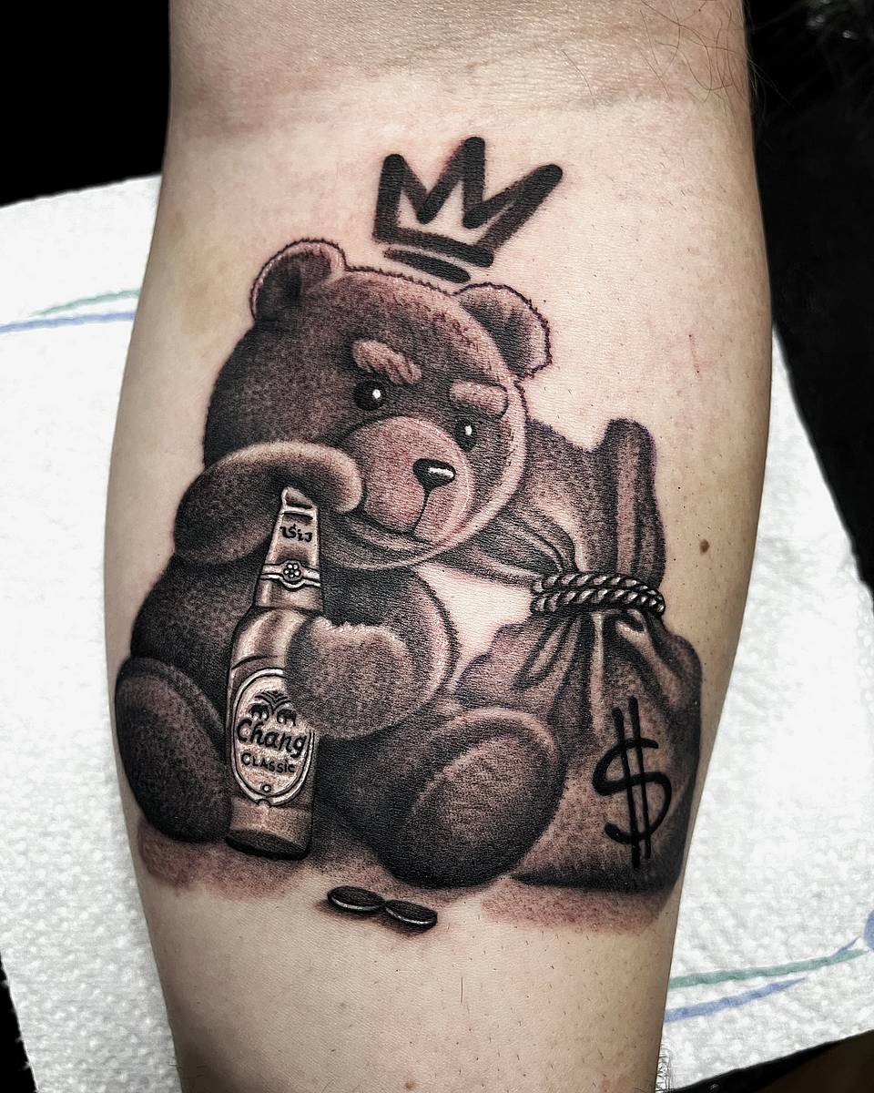 Crowned Teddy with Beer & Money Bag