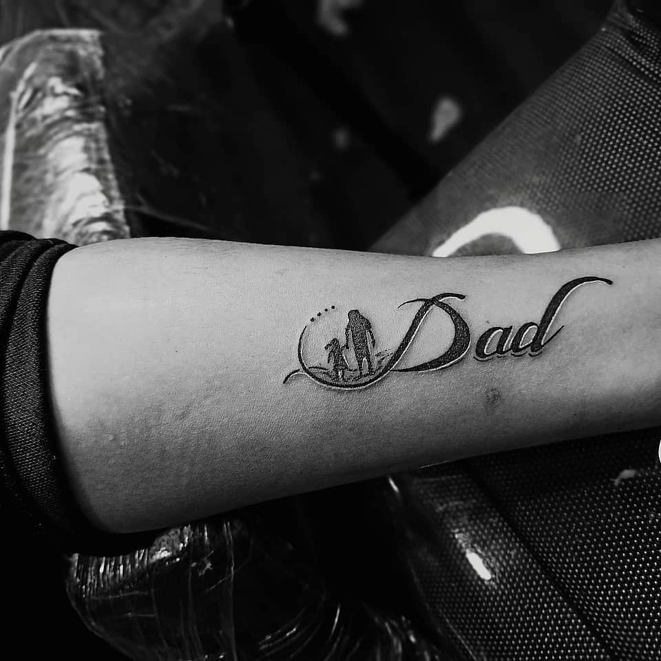 Dad Script with Father and Child Silhouette