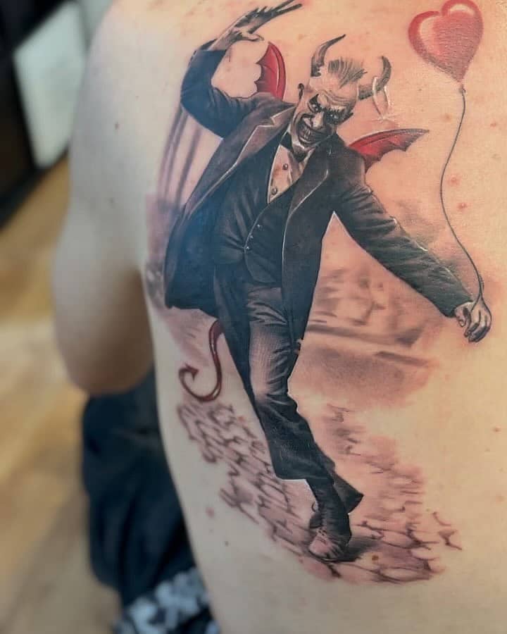 Dancing Devil with Heart Balloon