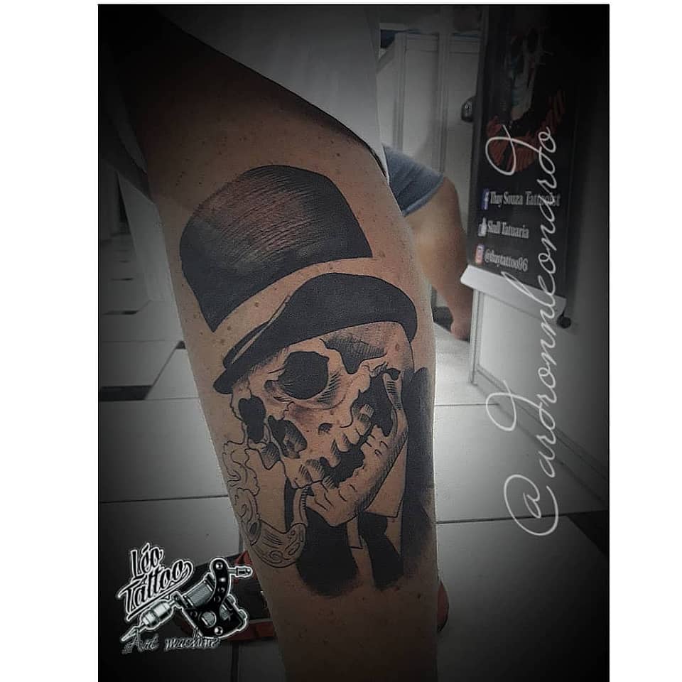 Dapper Skull with Bowler Hat and Pipe