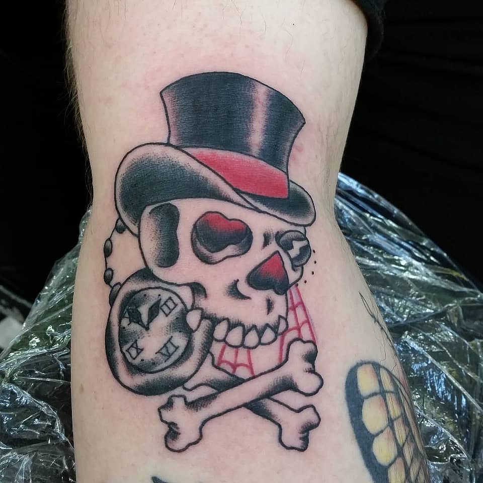 Dapper Skull with Top Hat and Pocket Watch