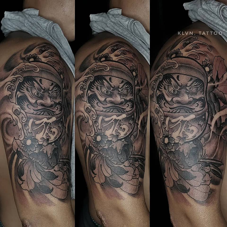 Daruma Doll with Peonies
