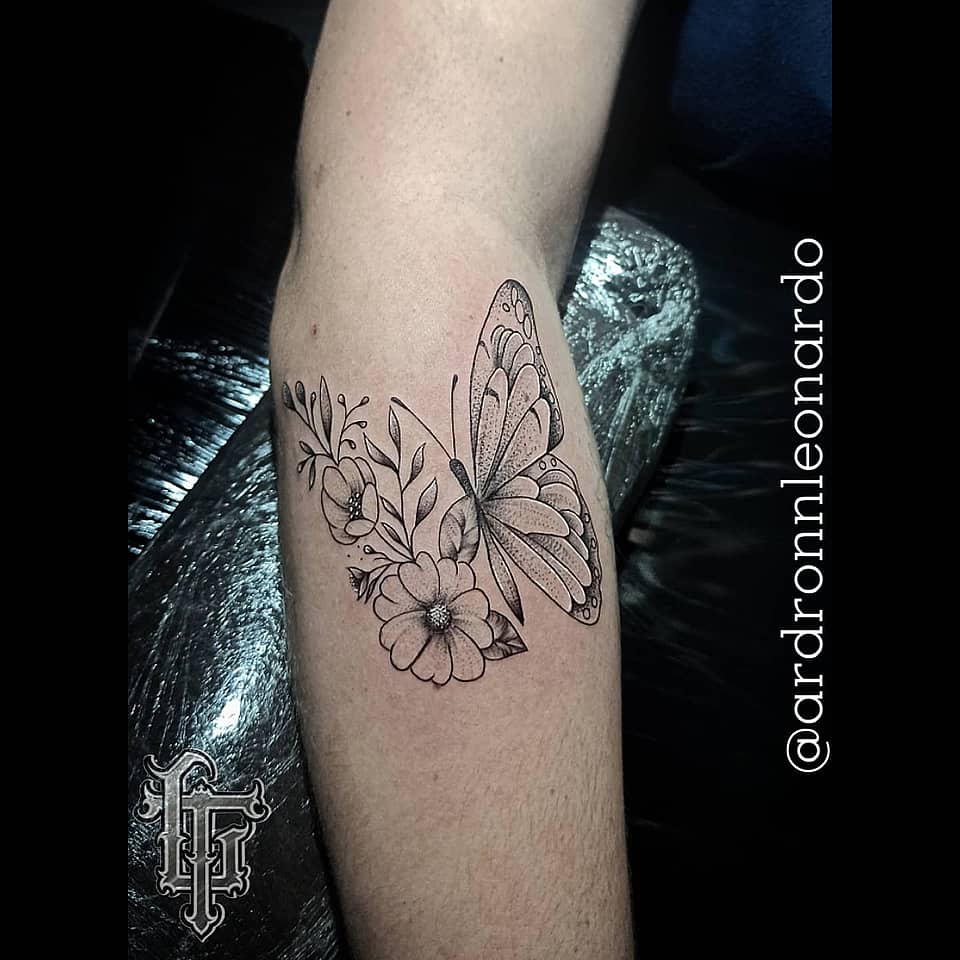 Delicate Butterfly and Wildflower Cluster