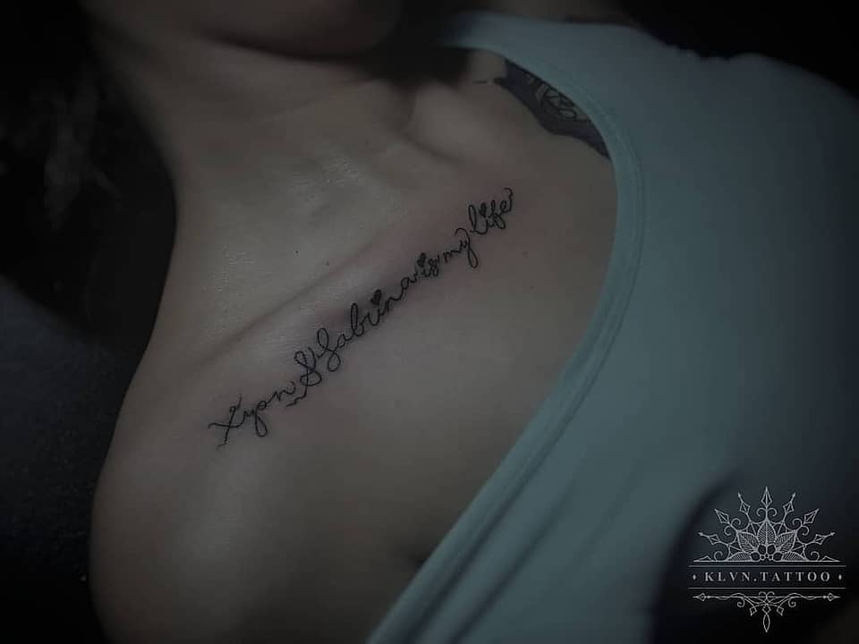 Delicate Cursive Collarbone Quote