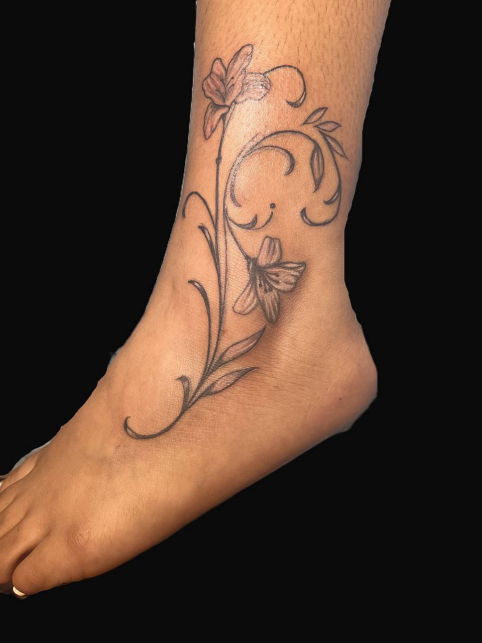 Delicate Floral Vine with Butterflies
