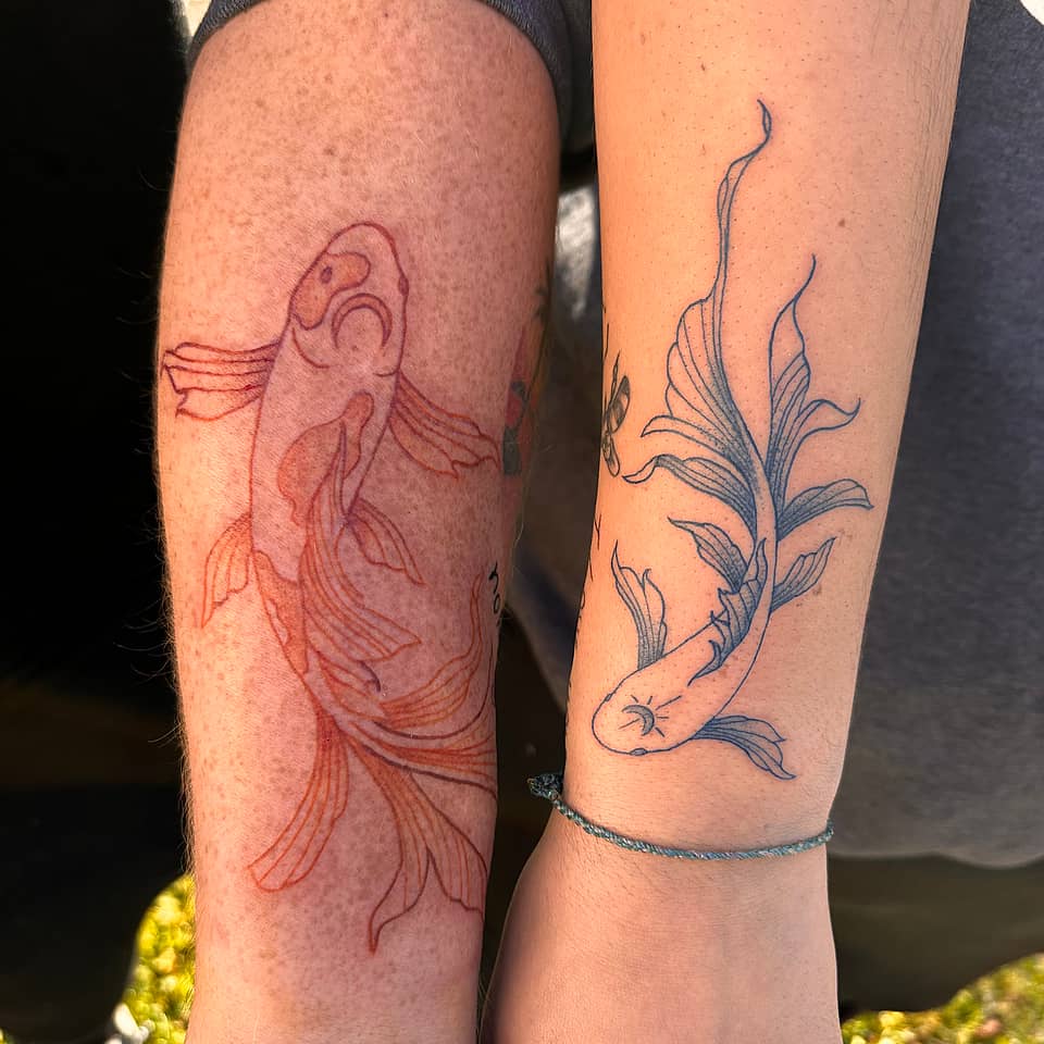 Delicate Koi Linework