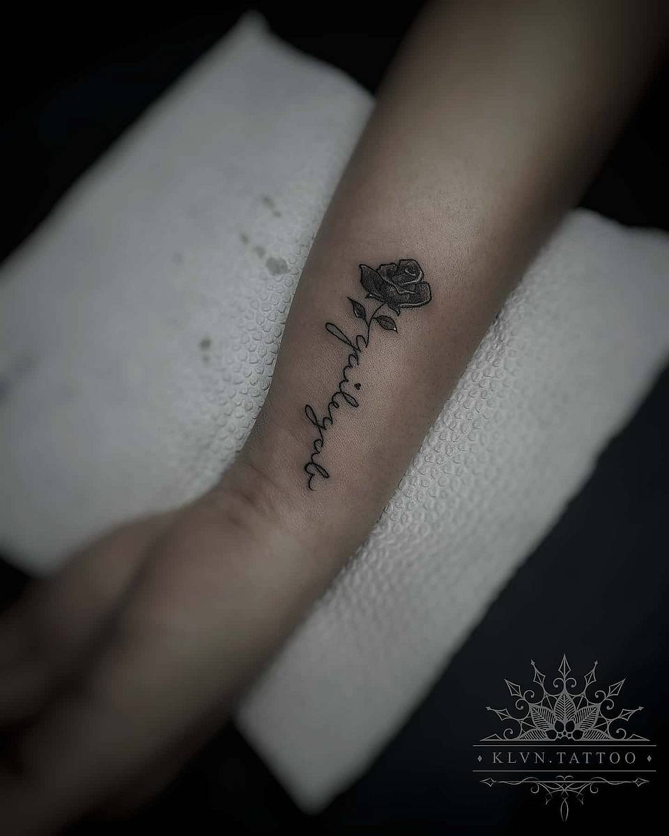 Delicate Rose with Script