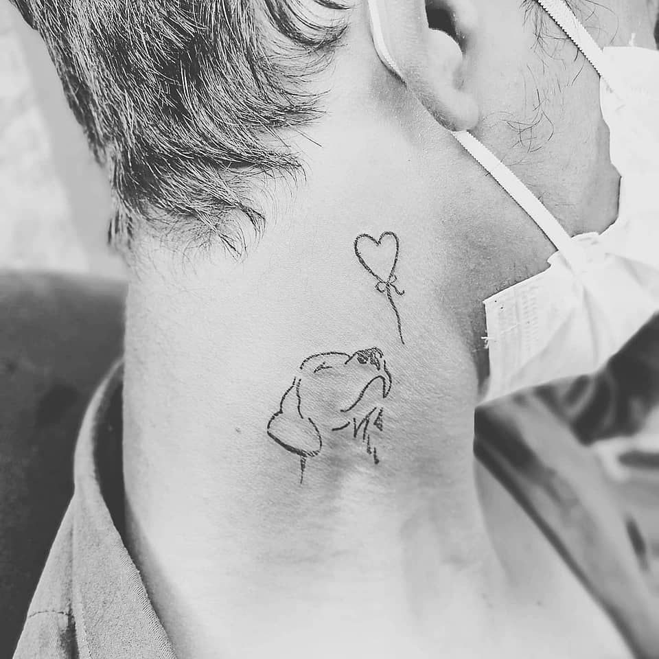 Dog Outline with Heart Balloon
