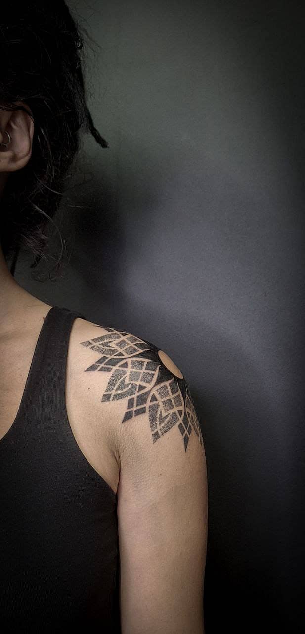 Dotwork Geometric Mandala Shoulder