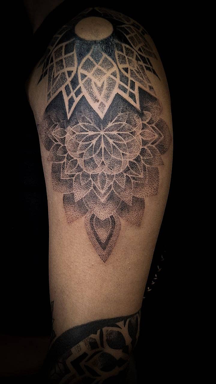 Dotwork Mandala Shoulder Piece