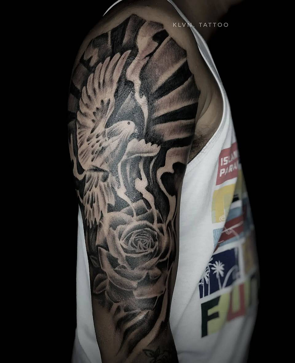 Dove and Rose Half-Sleeve