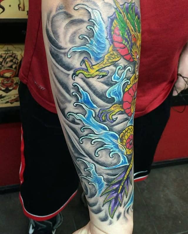 Dragon Through Storm Waves