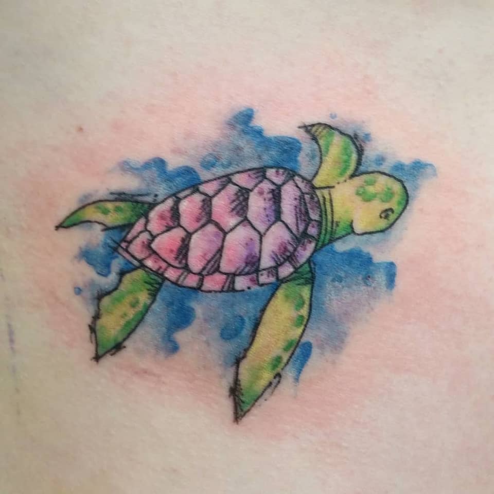 Drifting Watercolor Sea Turtle
