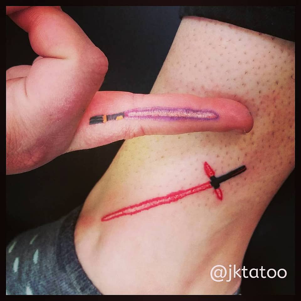 Dual Lightsabers Micro Tattoo