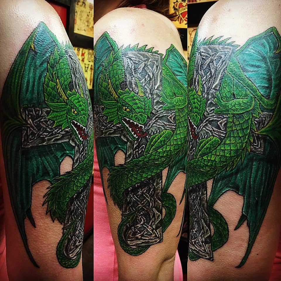 Emerald Dragon and Celtic Cross