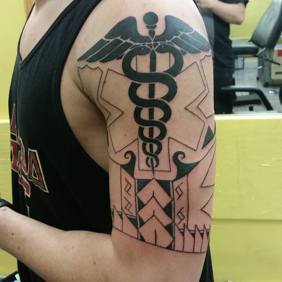 EMS Caduceus Blackwork