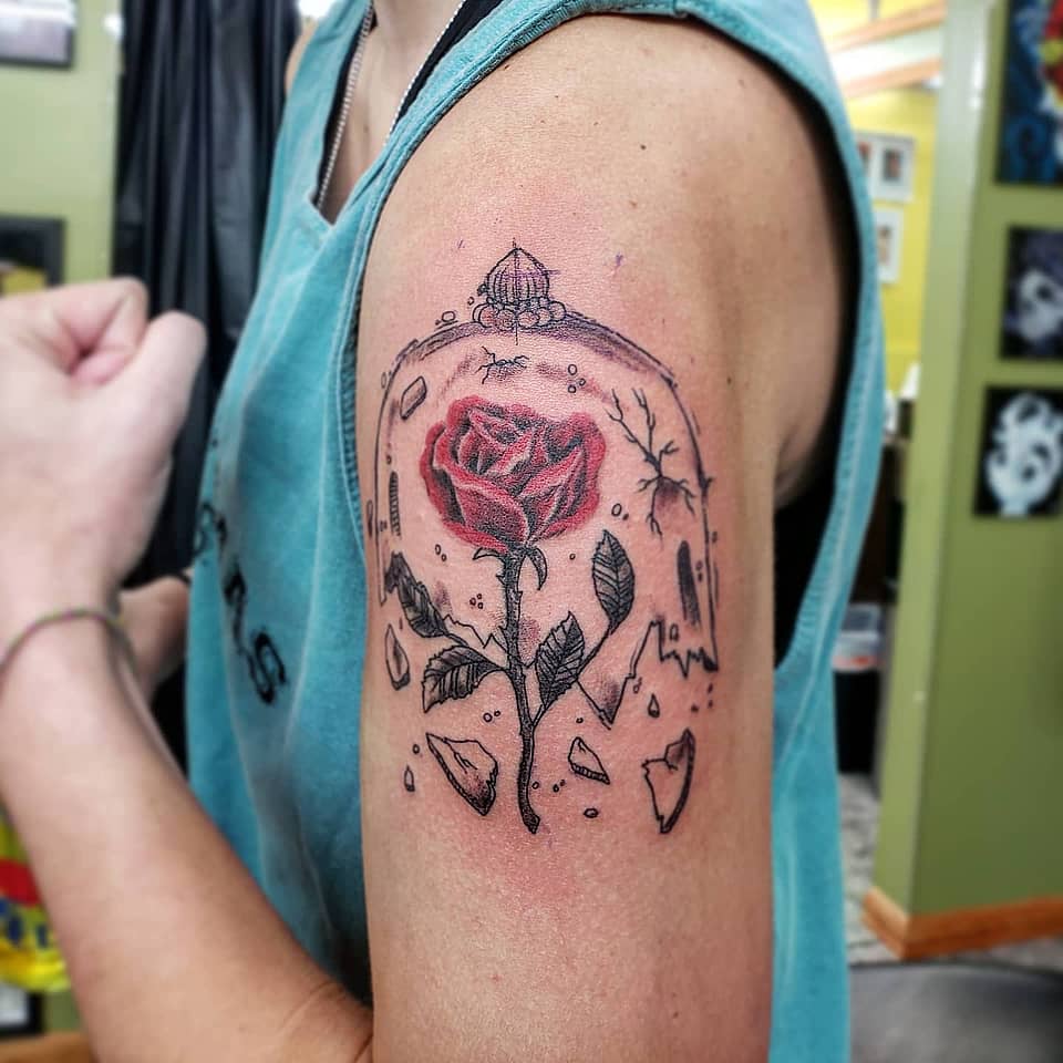 Enchanted Rose in a Shattered Dome