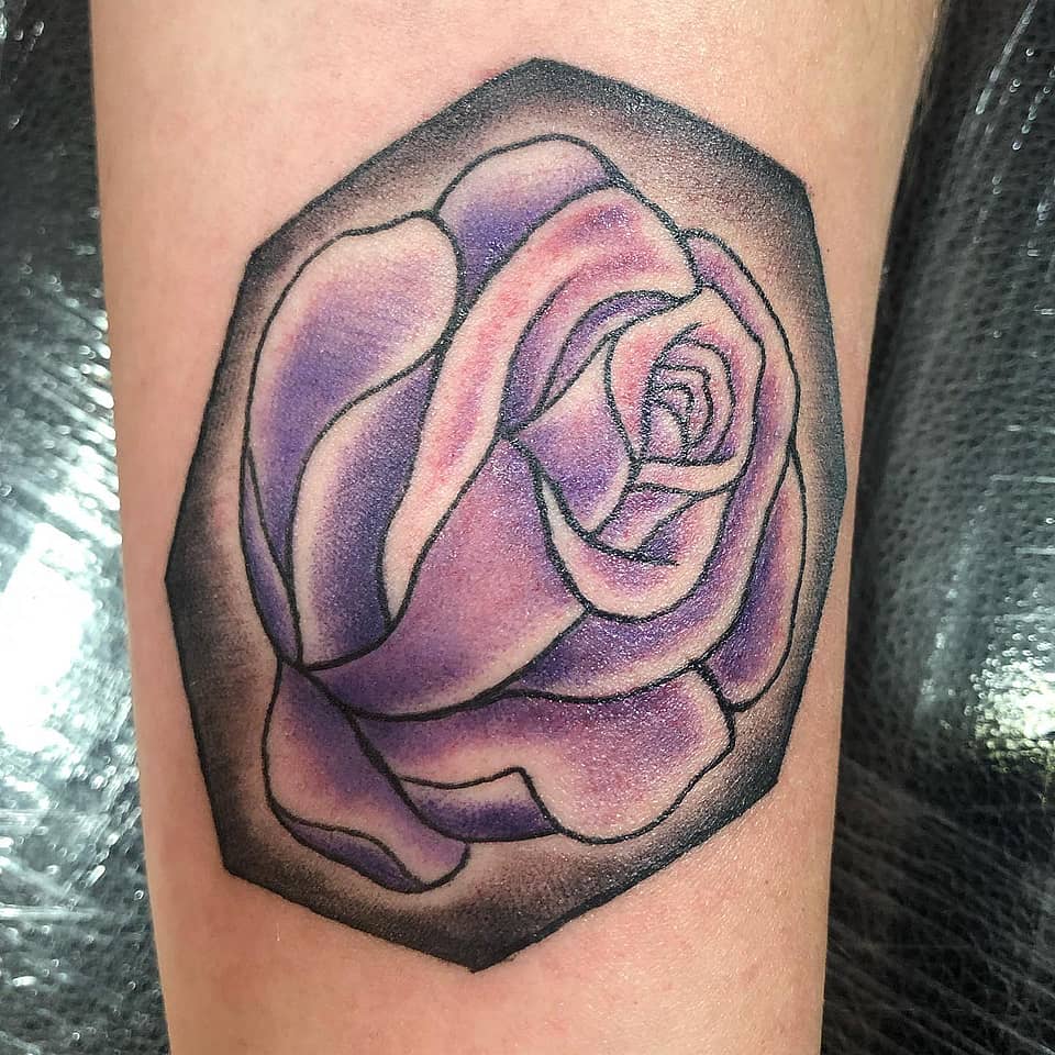 Enchanted Violet Rose in Hexagon