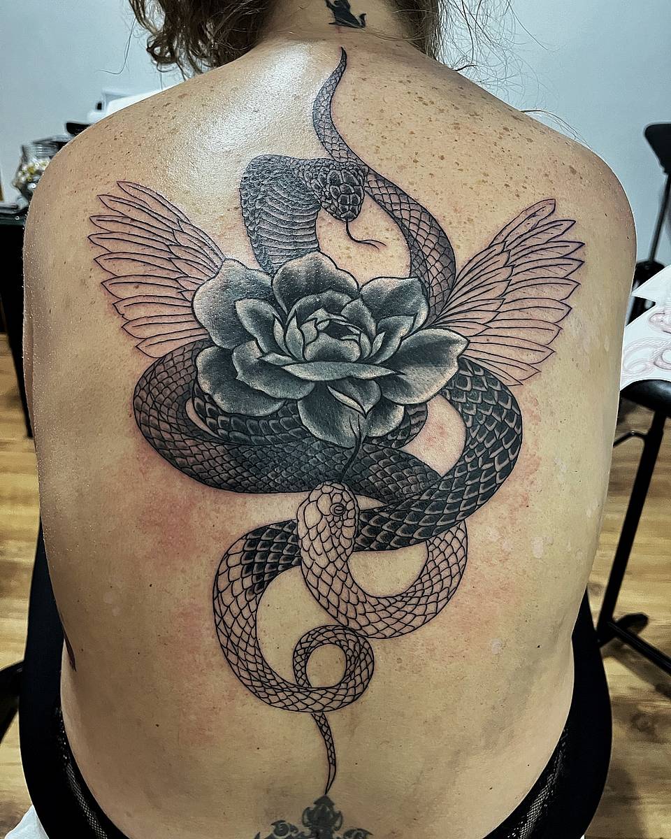 Entwined Serpents and Rose