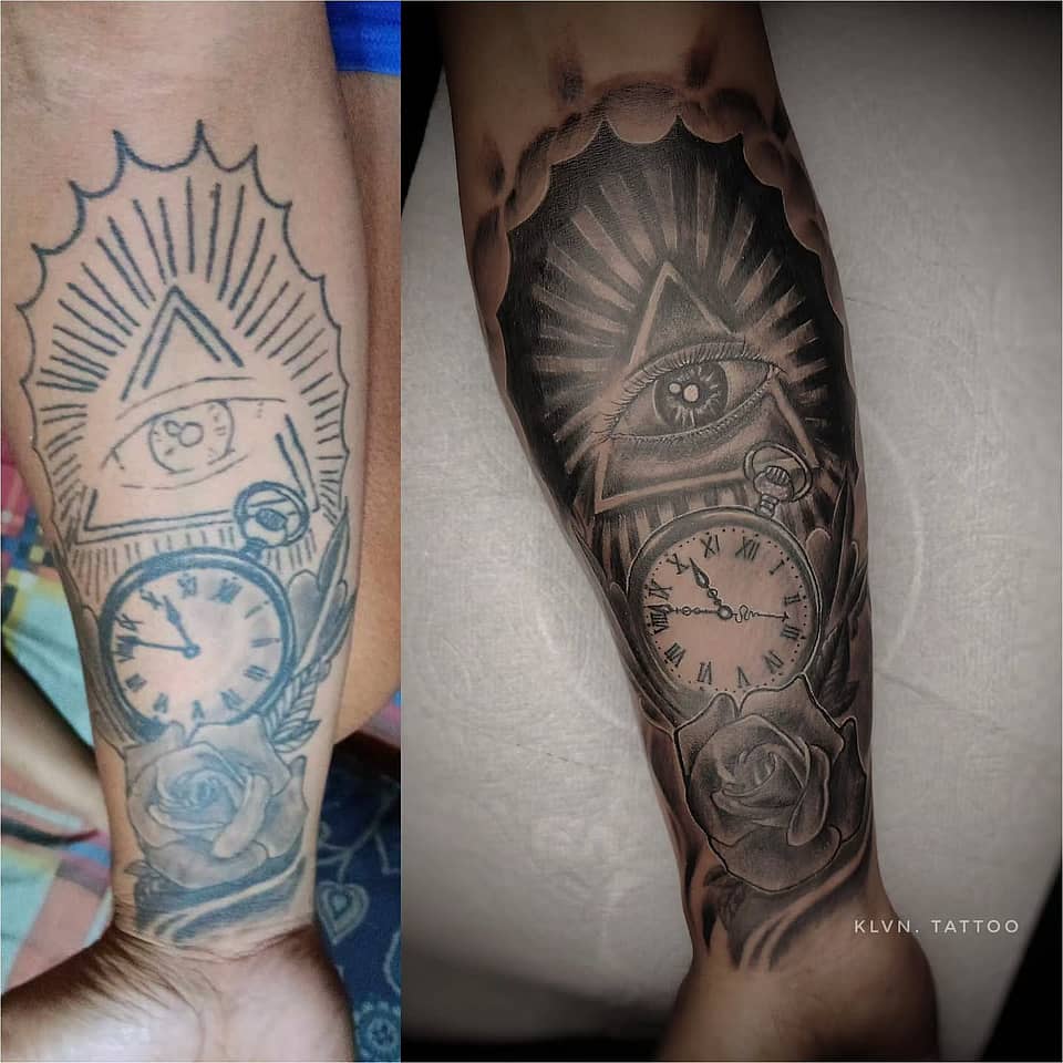 Eye of Providence with Pocket Watch and Rose