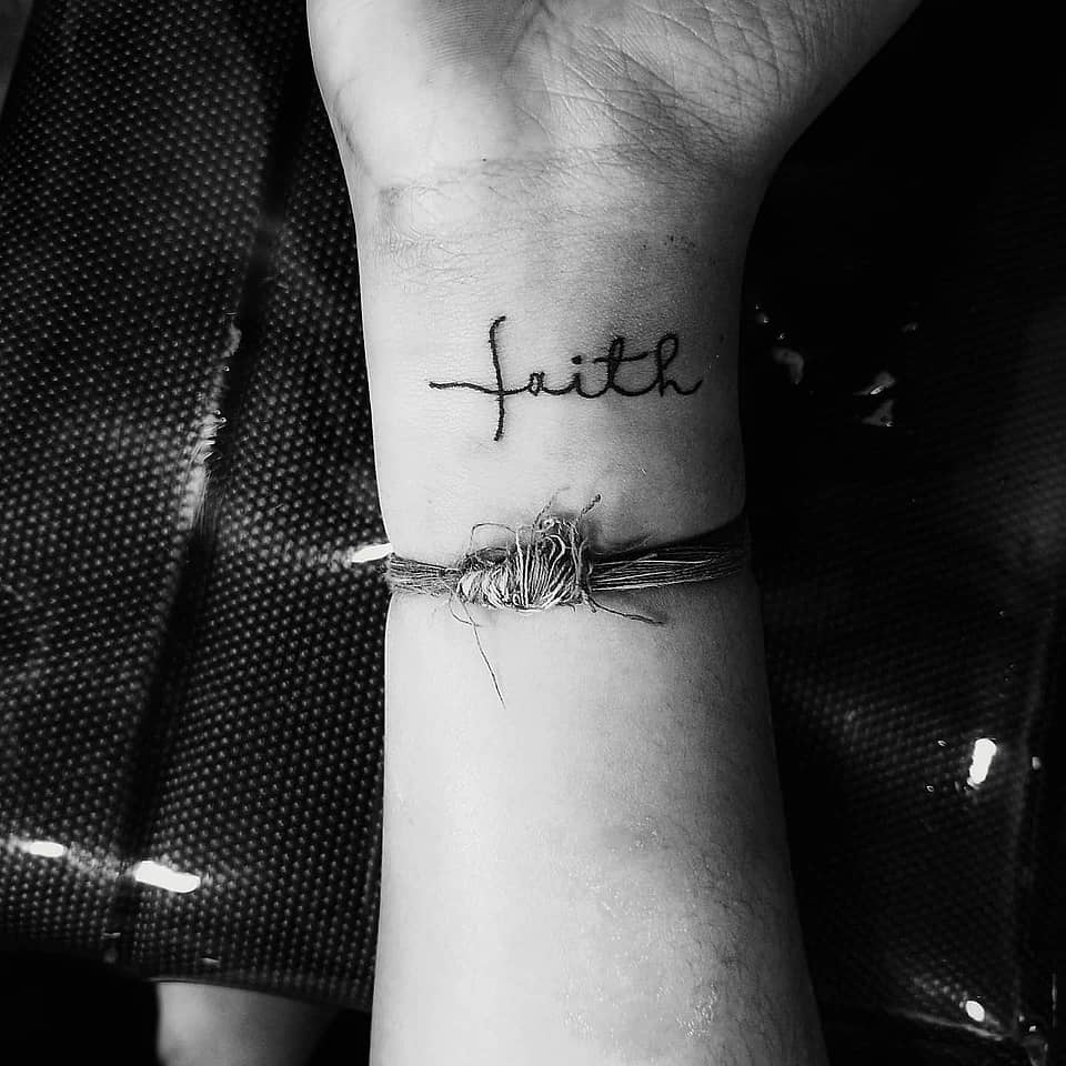 Faith Script with Cross
