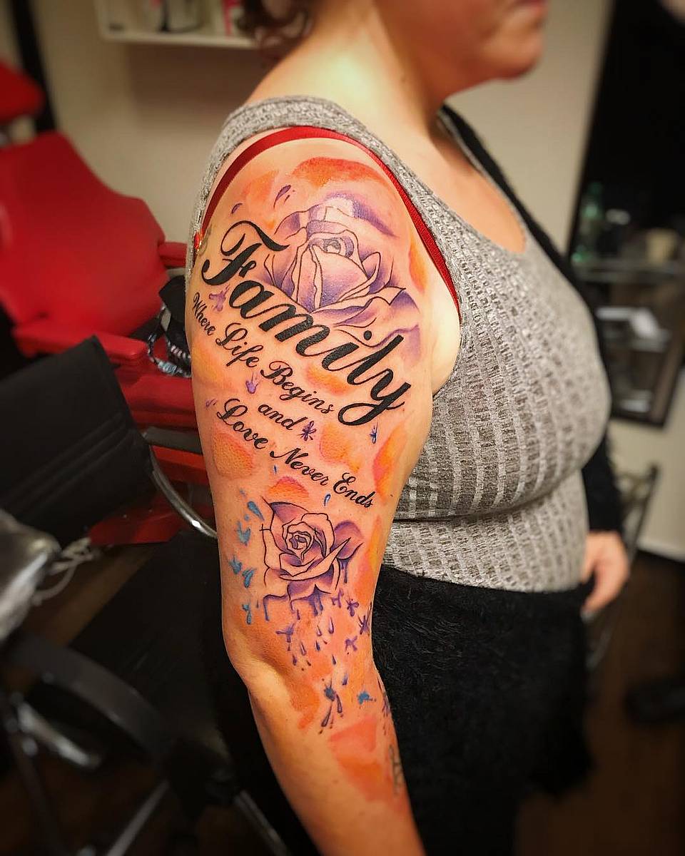 Family Forever Watercolor Rose Script