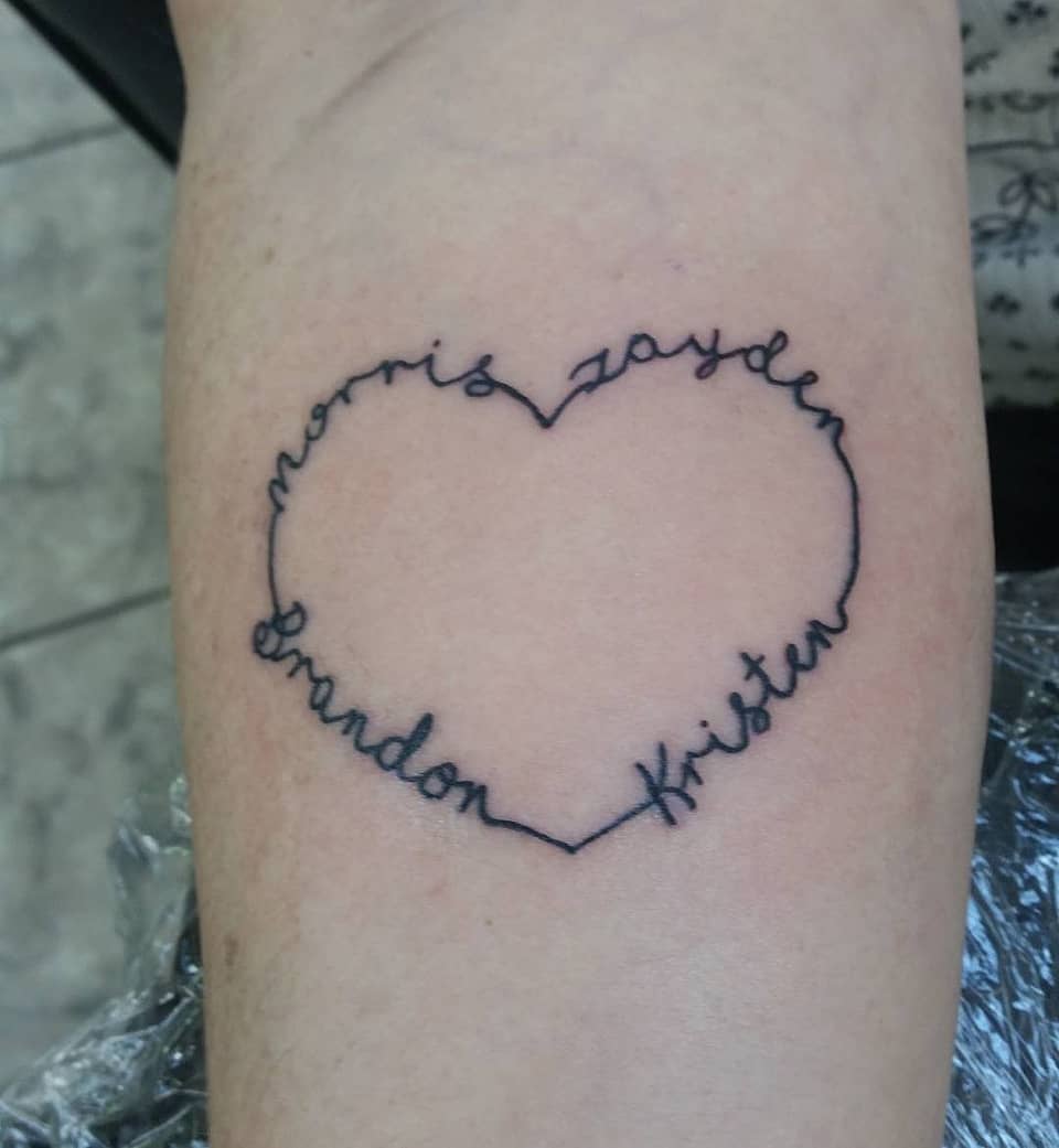 Family Names Heart Script