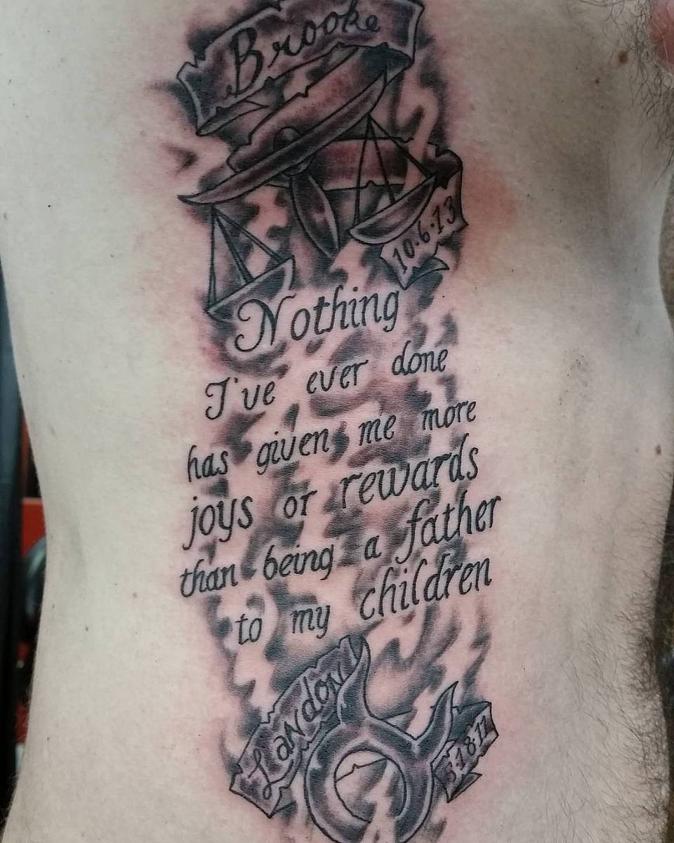 Fatherhood Tribute with Scales and Script