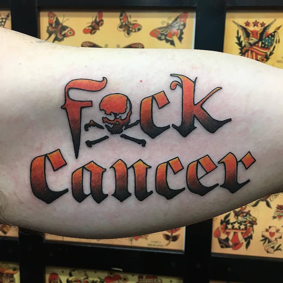 F*ck Cancer Gothic Script with Skull