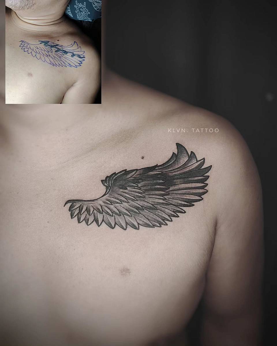 Feathered Wing Over Collarbone