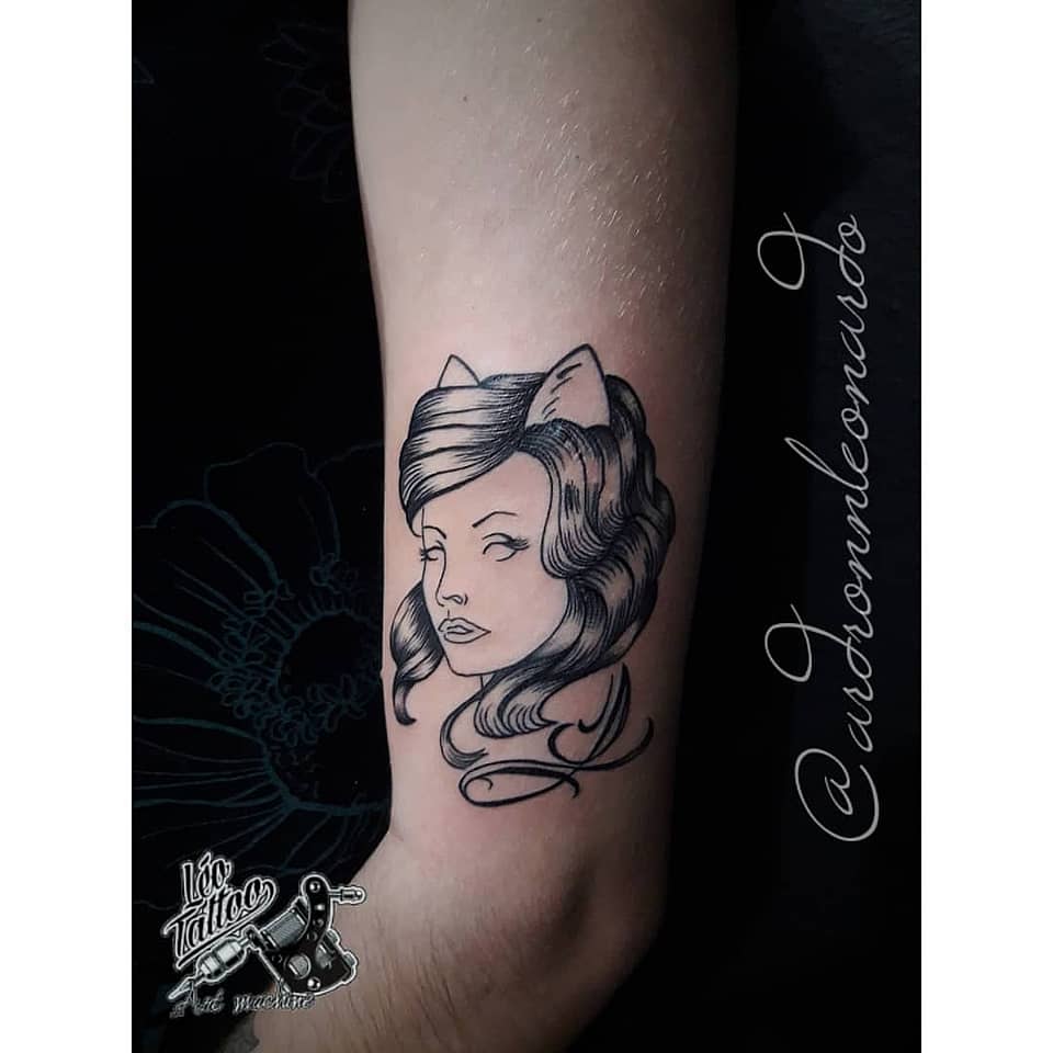 Feline Femme Linework Portrait