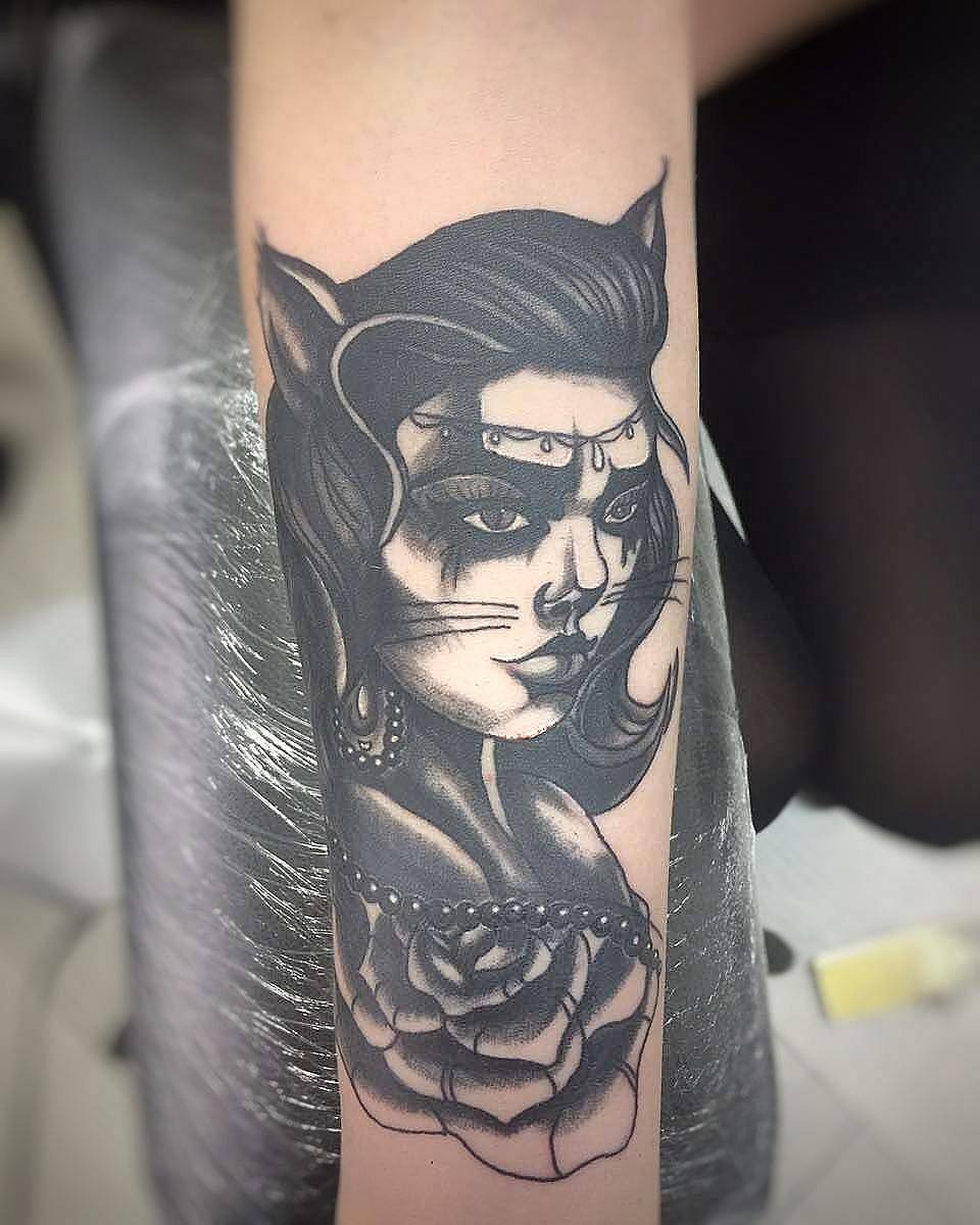 Feline Muse with Rose